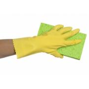 Bastion Flocklined Rubber Gloves Honeycomb Grip Yellow Size Medium Pair