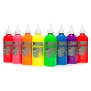 Ec Liquitemp Classroom Poster Paint 500ml Assorted Fluoro Colours Pack 8