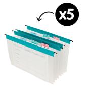 Marbig Suspension File Expandable 3 Divider Green Pack 5