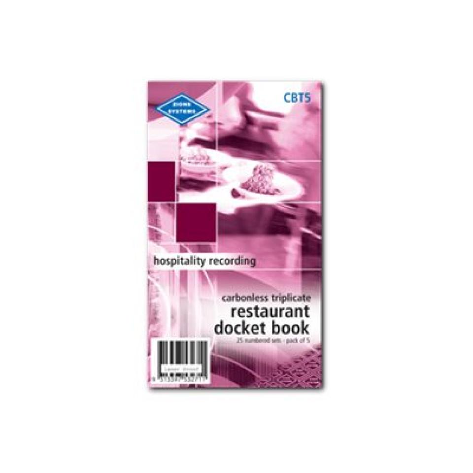 Zions Cbt Triplicate Carbonless Restaurant Docket 25 sets/Book