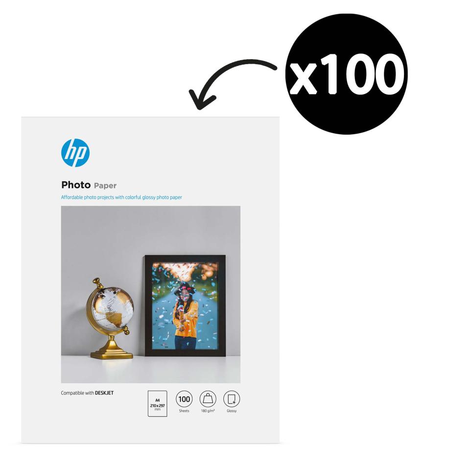 HP Glossy Photo Paper A4 180gsm White Pack 100