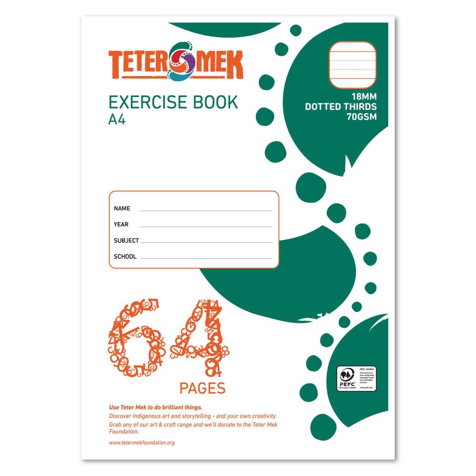 Teter Mek Exercise Book Dotted Thirds 18mm 64 Page A4 70gsm