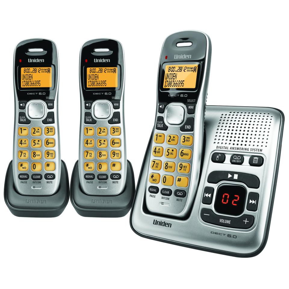 Uniden DECT 1735 + 2 Digital Phone Answering System + 2 Additional Cordless Phone Handsets