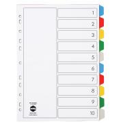 Marbig Dividers Polypropylene Coloured Tab A4 White 10 Tab