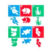 Educational Colours Stencil Set Australian Animals 1 Clear Pack Of 6