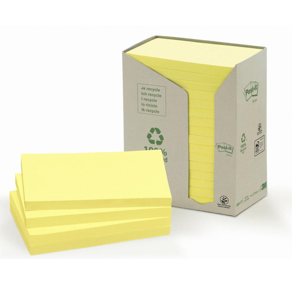 Post-It Recycled Paper Notes 655-Rty 76 X 127mm 16Pk