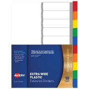 Avery Dividers A4 Polypropylene Extra Wide Coloured 10 Tab