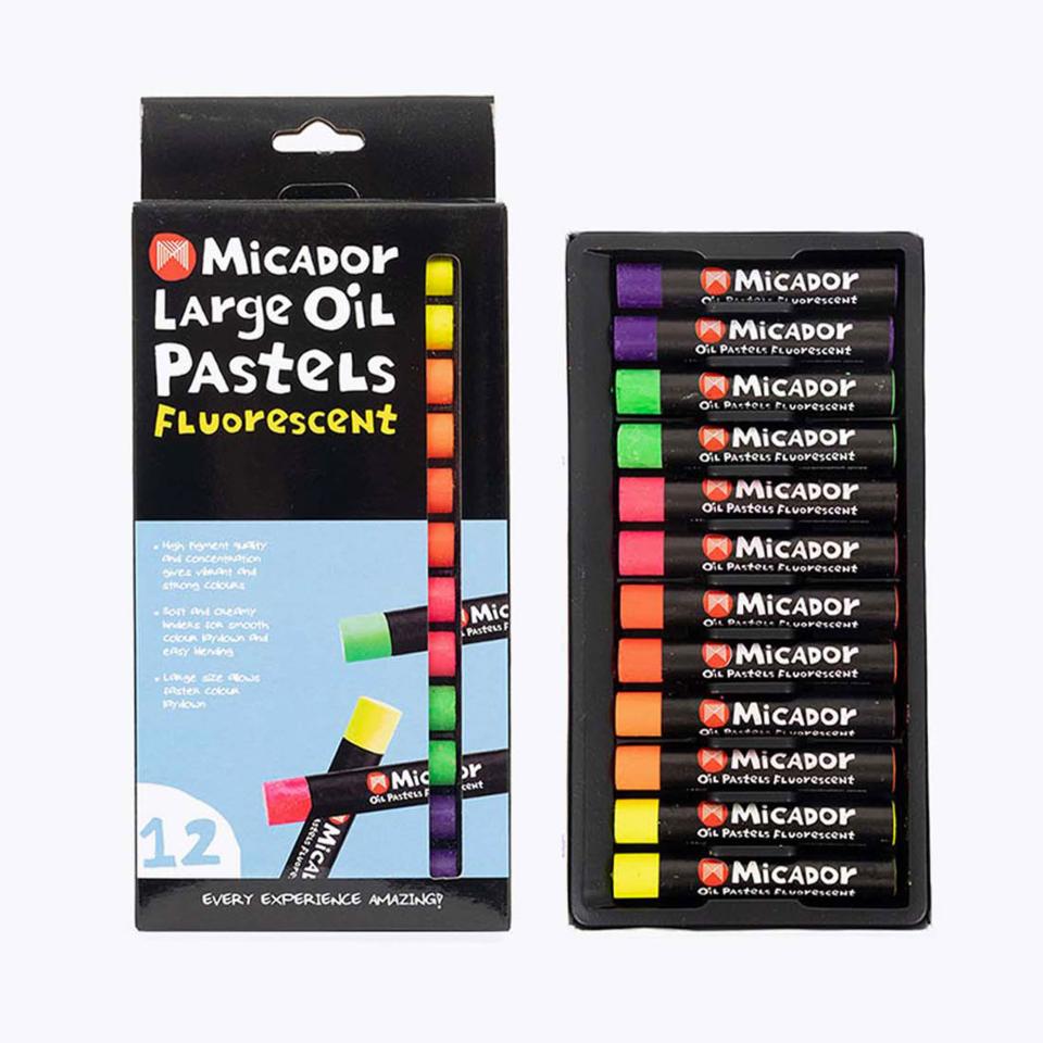 Micador Large Fluorescent Oil Pastels Pack 12