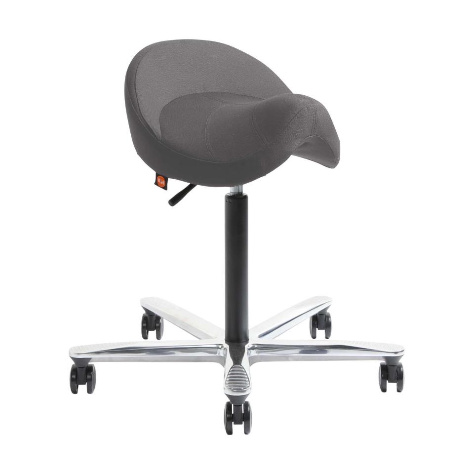Dal Liike Move 4D Saddle Chair 5 Fin Polished Base Tall Gaslift Black Fabric Image