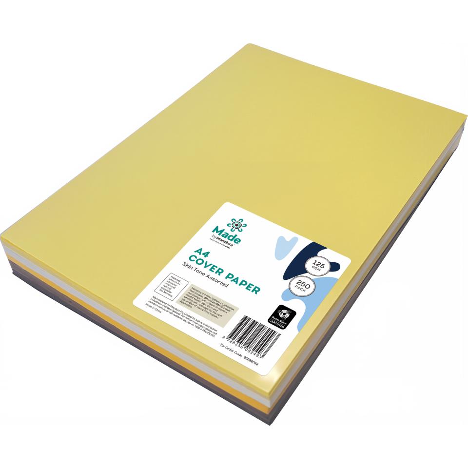 Made by Mandura Cover Paper A4 125gsm Skin Tone Assorted Pack 250 Image