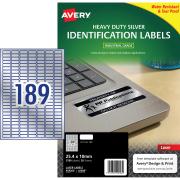 Avery Silver Heavy Duty Labels for Laser Printers - 25.4 x 10mm - 3780 Labels (L6008)