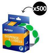 Avery Circle Dispenser Labels 24mm Diameter Green 500 Labels