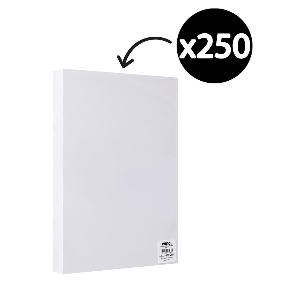 Winc Premium Coloured Cover Paper A3 160gsm White Pack 250