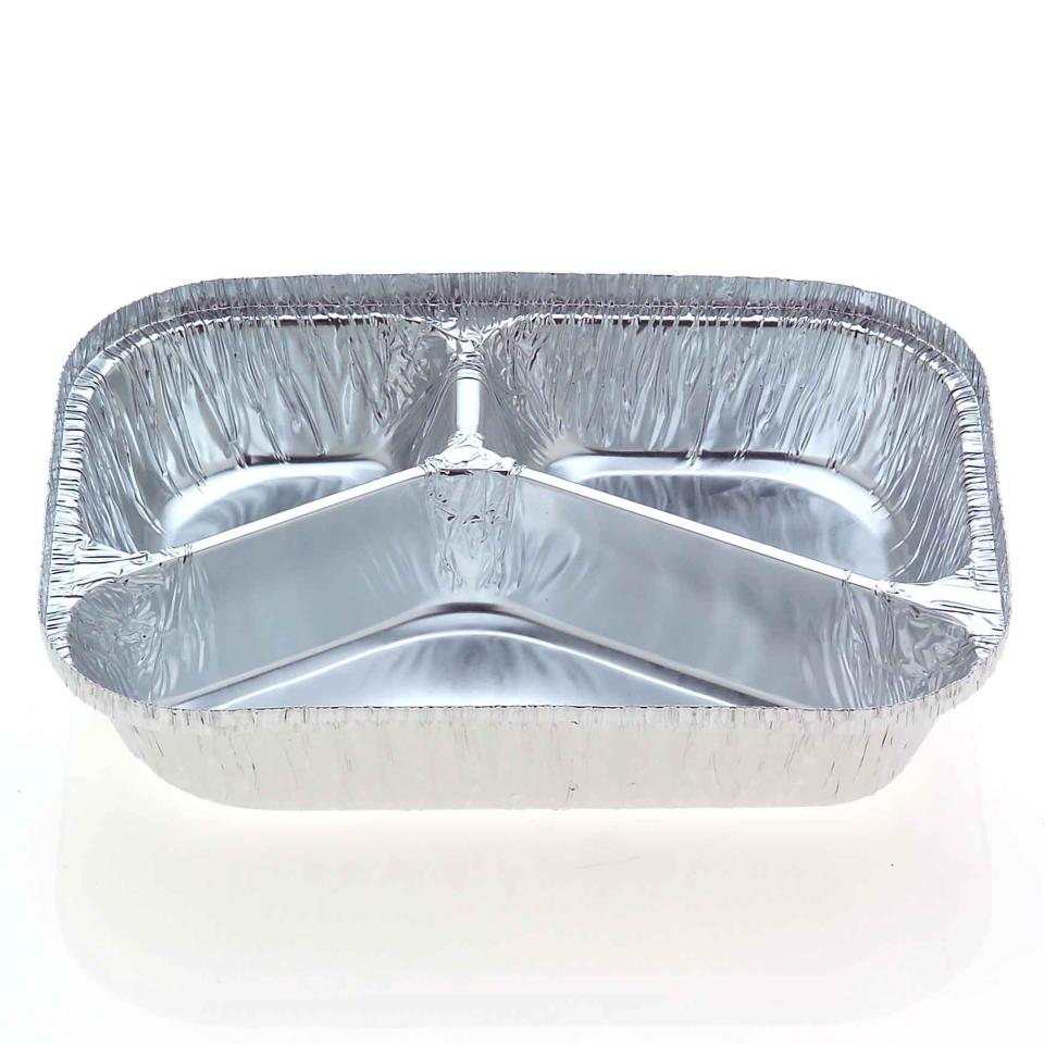 Confoil Foil Container 3 Cavity Meal Tray Carton 500