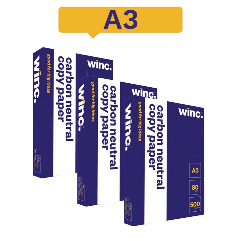 Winc Carbon Neutral Copy Paper A3 80gsm White Carton 3 Reams