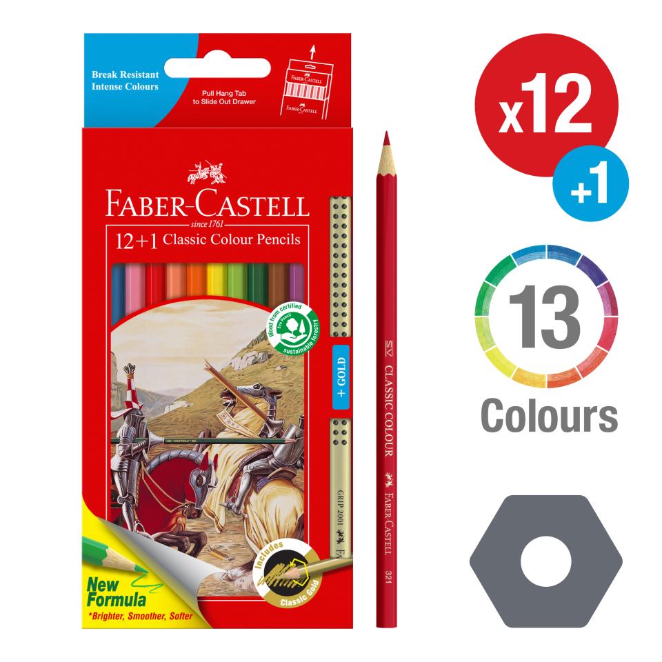 Faber-castell Classic Colour Pencils Assorted - Pack of 12+1    Image