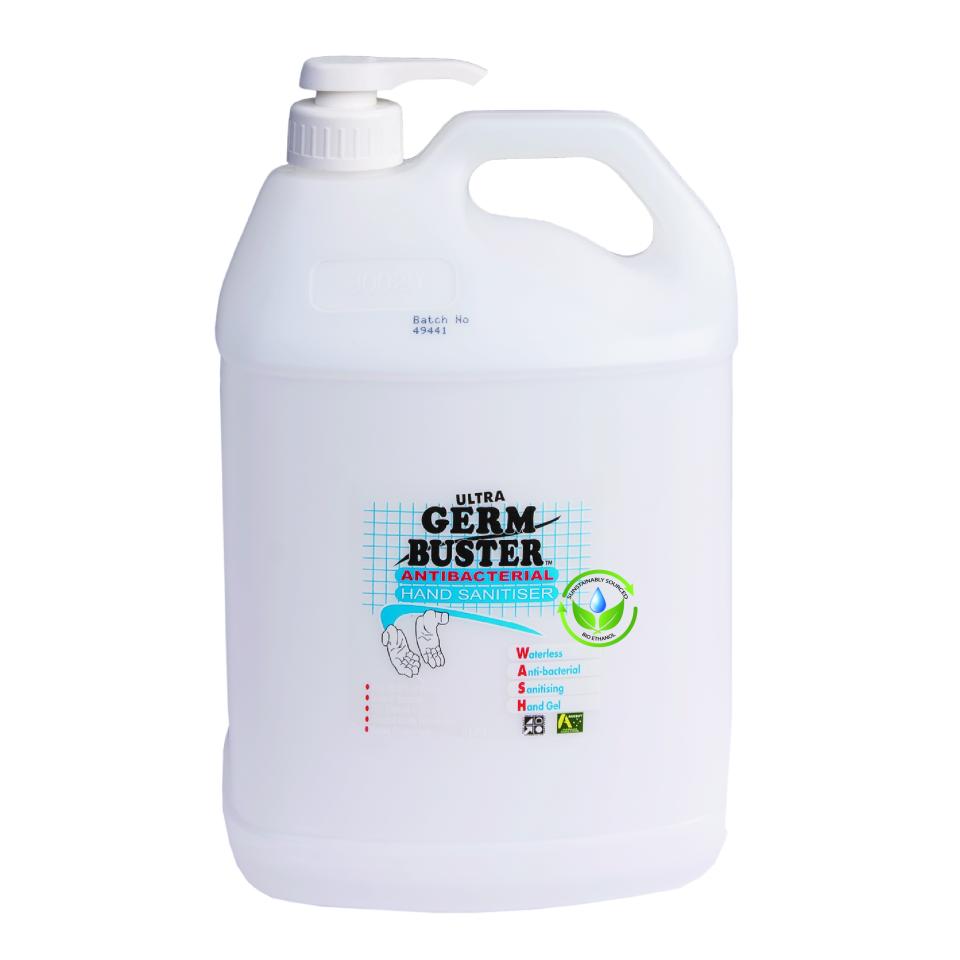 Germ Buster Anti-Bacterial Hand Sanitiser Hospital Grade 70% Ethanol 5 Litre Pump Each