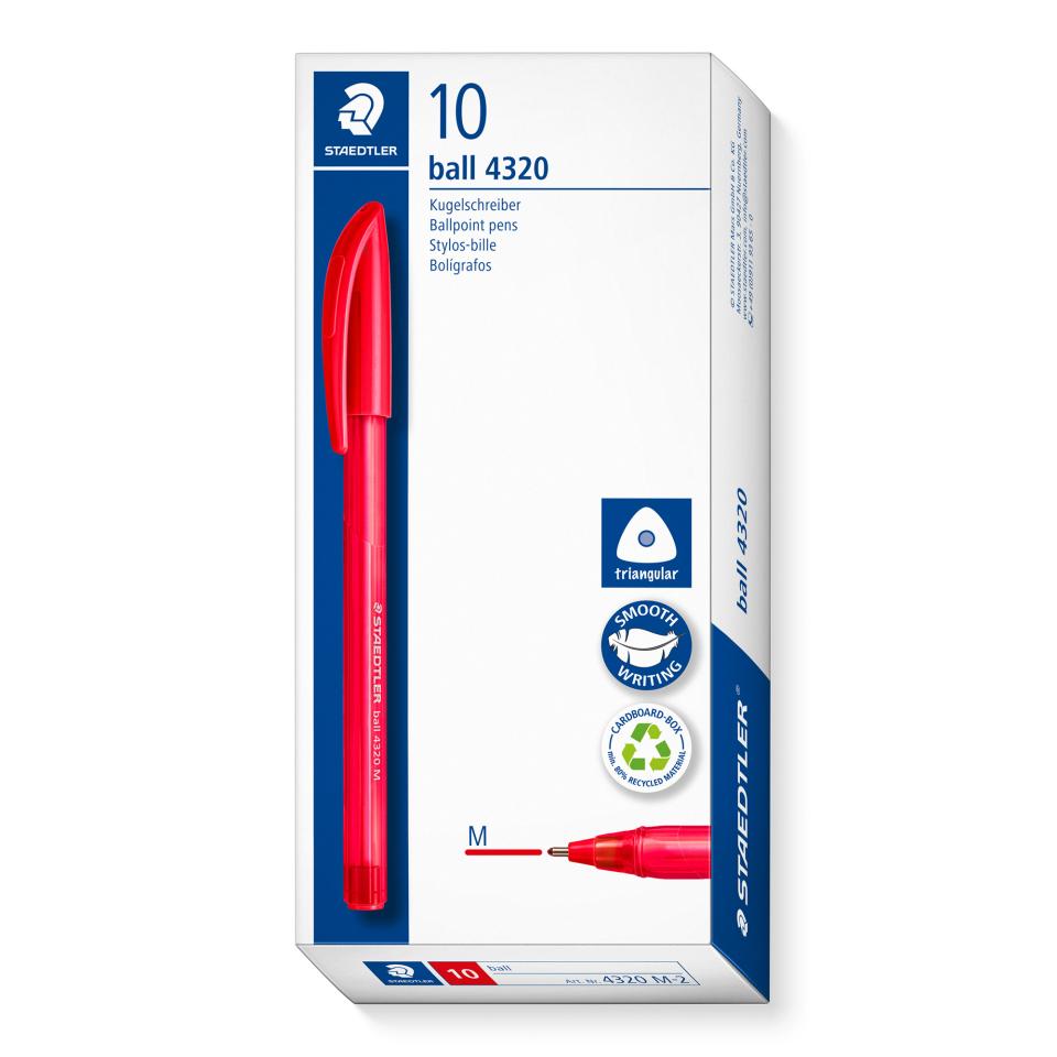 Staedtler Stick Plus Ballpoint Pen Medium 0.45mm Red Box 10 Image