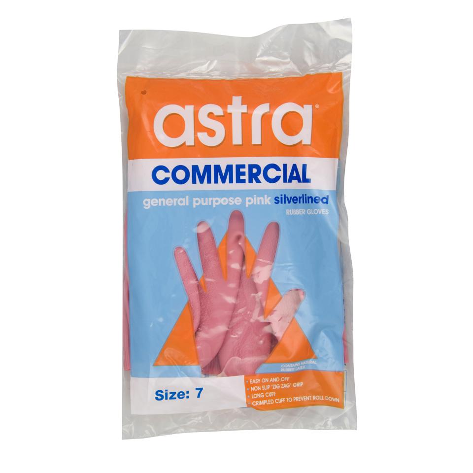 Astra Pink Silverlined Industrial Gloves Size 7 Pair