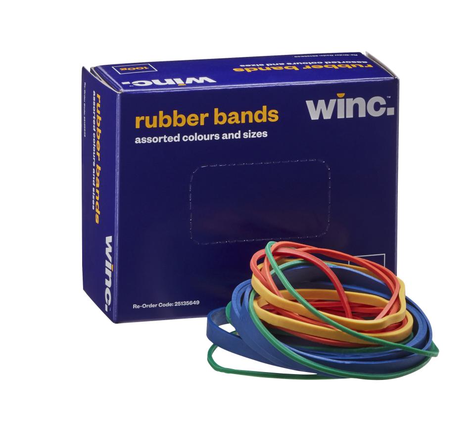 Winc Rubber Bands Assorted 100 100g Winc 