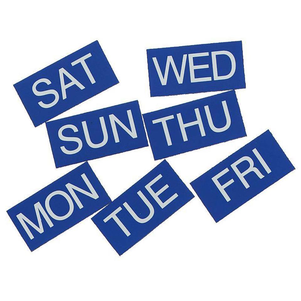 Days Magnetic 25X25mm Monday To Sunday Blue