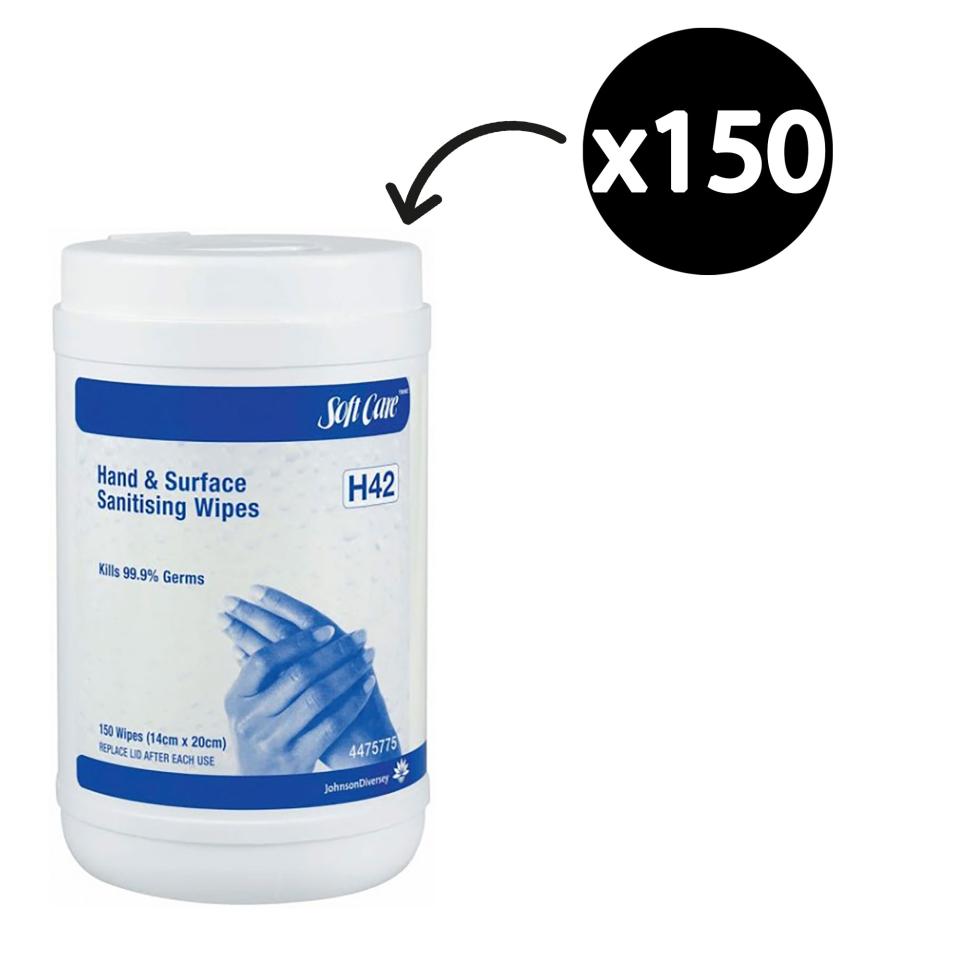 Soft Care Hand & Surface Sanitising Wipes 150 Tub