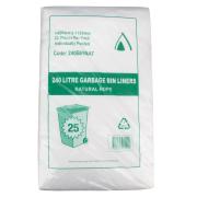 Tailored Heavy Duty Natural Hd Bin Liner 240L 1450 X 1150mm Pack of 25