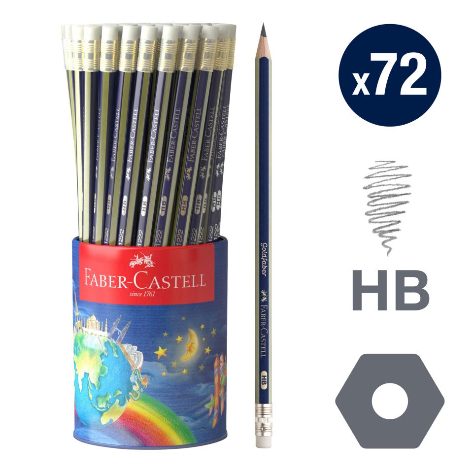 Faber-castell Goldfaber Graphite Pencils HB with Eraser Tip - Tin Cup of 72 Image