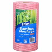 Edco Merriwipe 100% Bamboo Cleaning Cloth Roll 90 Sheets Carton 6 Red