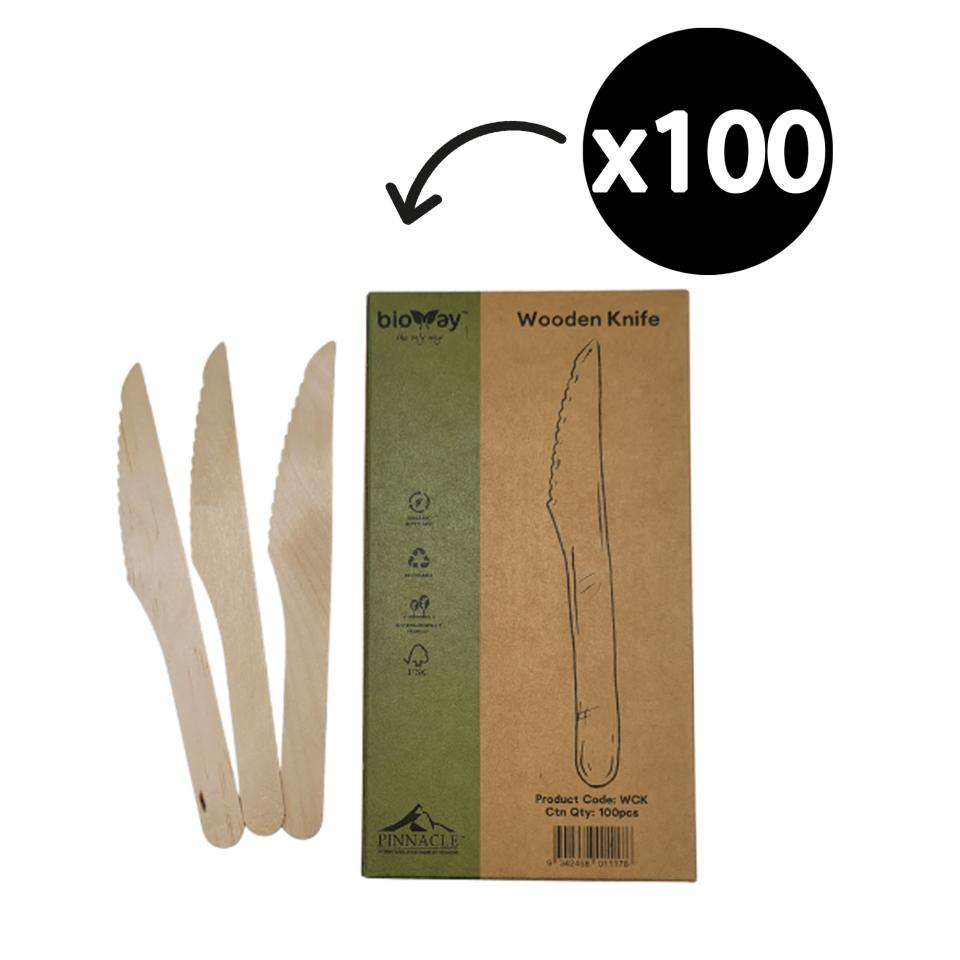 Bioway Wooden Knife 16cm Pack 100