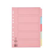 Winc Manilla Dividers A4 Assorted Pastel Set of 5 Tabs