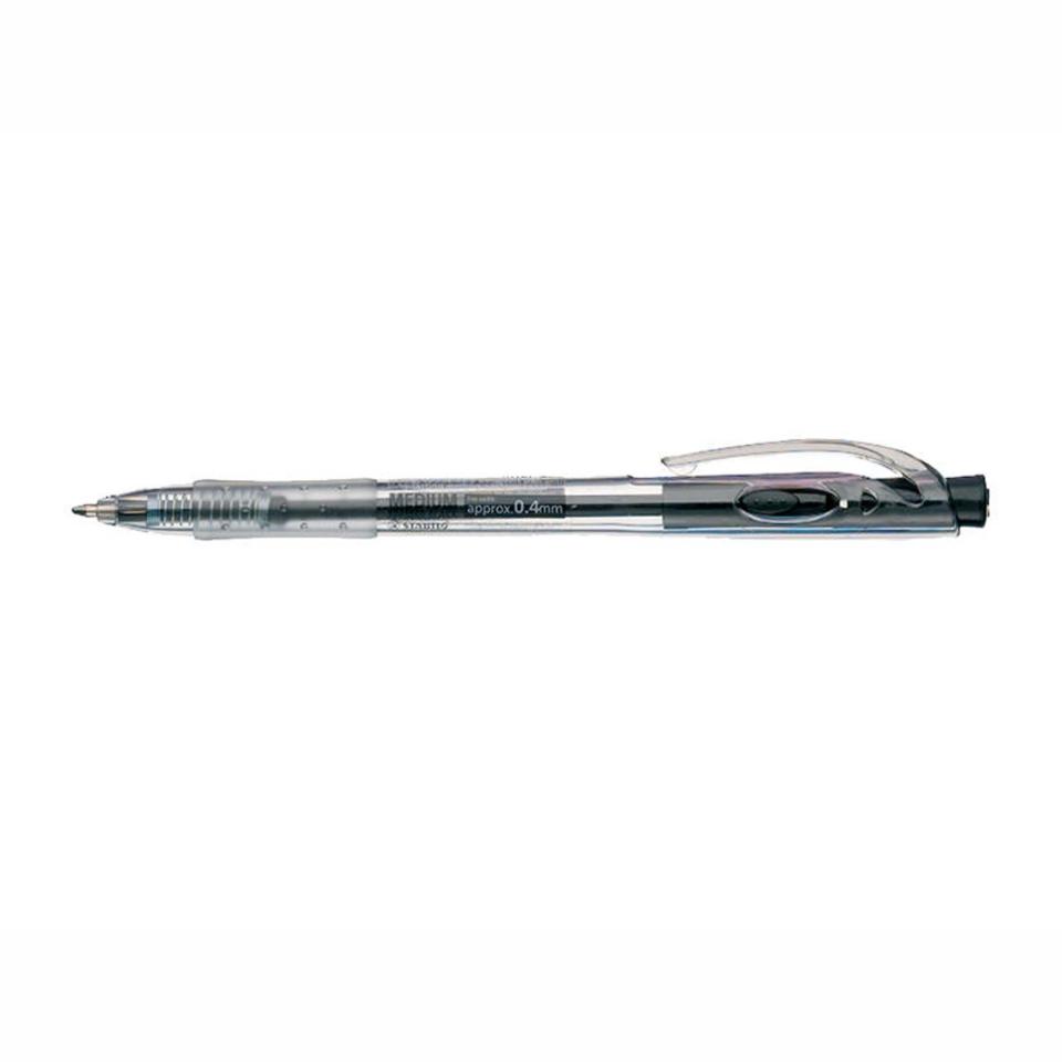 Stabilo 308 Liner Retractable Ballpoint Pen Medium 0.4mm Black Box 10