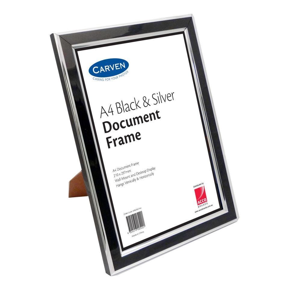 Carven Document Frame A4 Black & Silver Winc