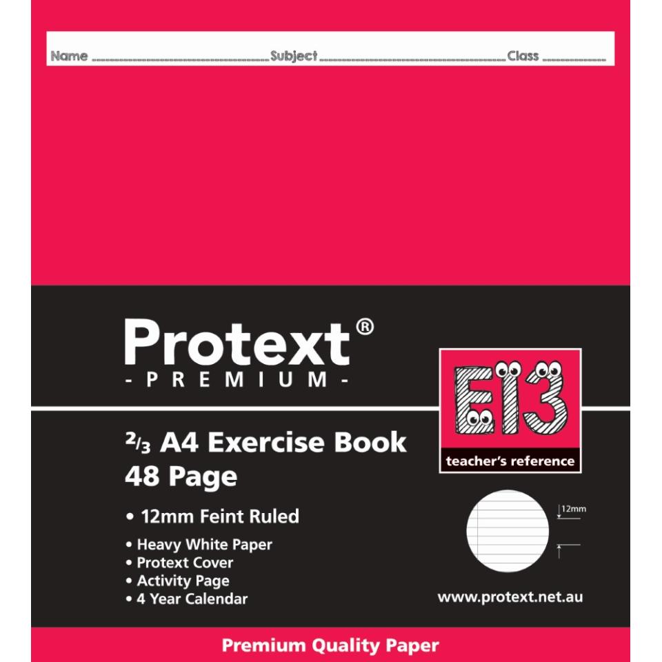 Protext Premium 2/3 A4 Exercise Book Ruled 12mm 48 Pages E13 Image