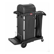 Rubbermaid Commercial Janitorial Cleaning Cart with Doors and Hood High Security Black