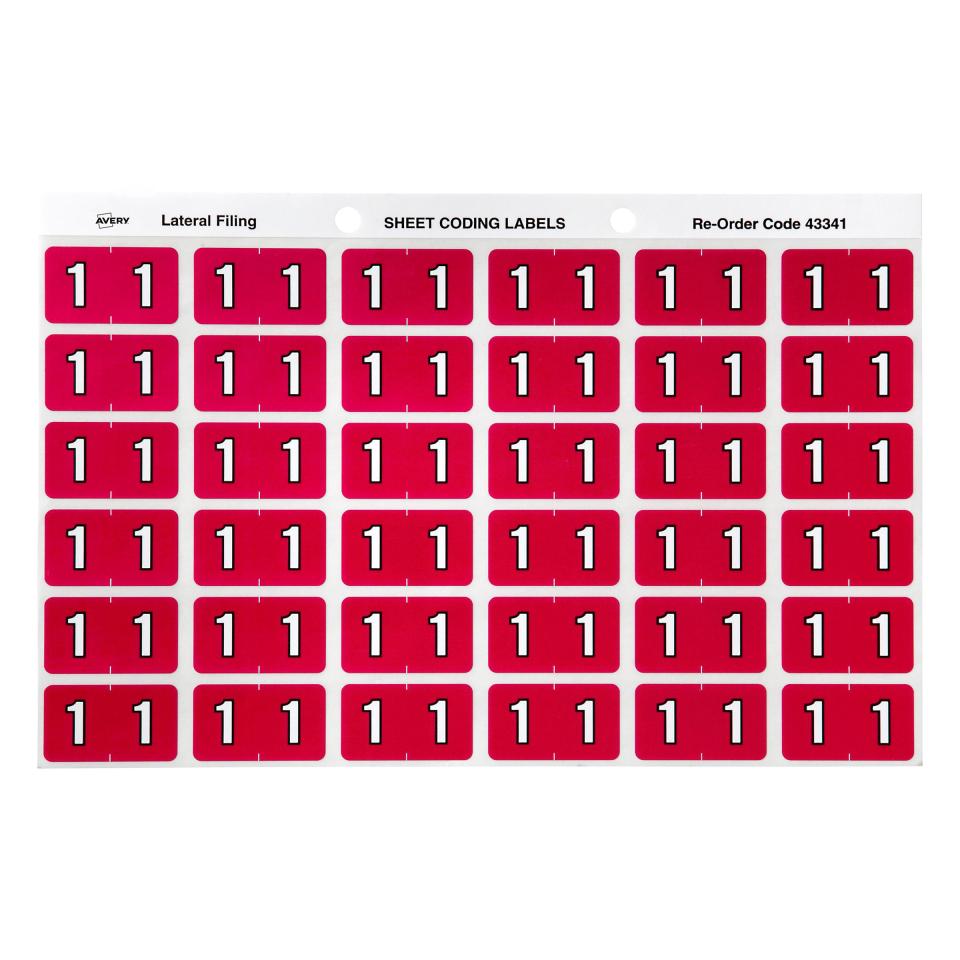 Avery 1 Side Tab Colour Coding Labels for Lateral Filing - 25 x 38mm - Magenta - 180 Labels