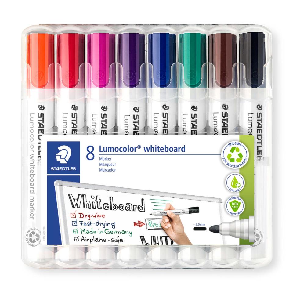 Staedtler Lumocolor Whiteboard Marker Bullet 2.0mm Assorted Colours Pack 8
