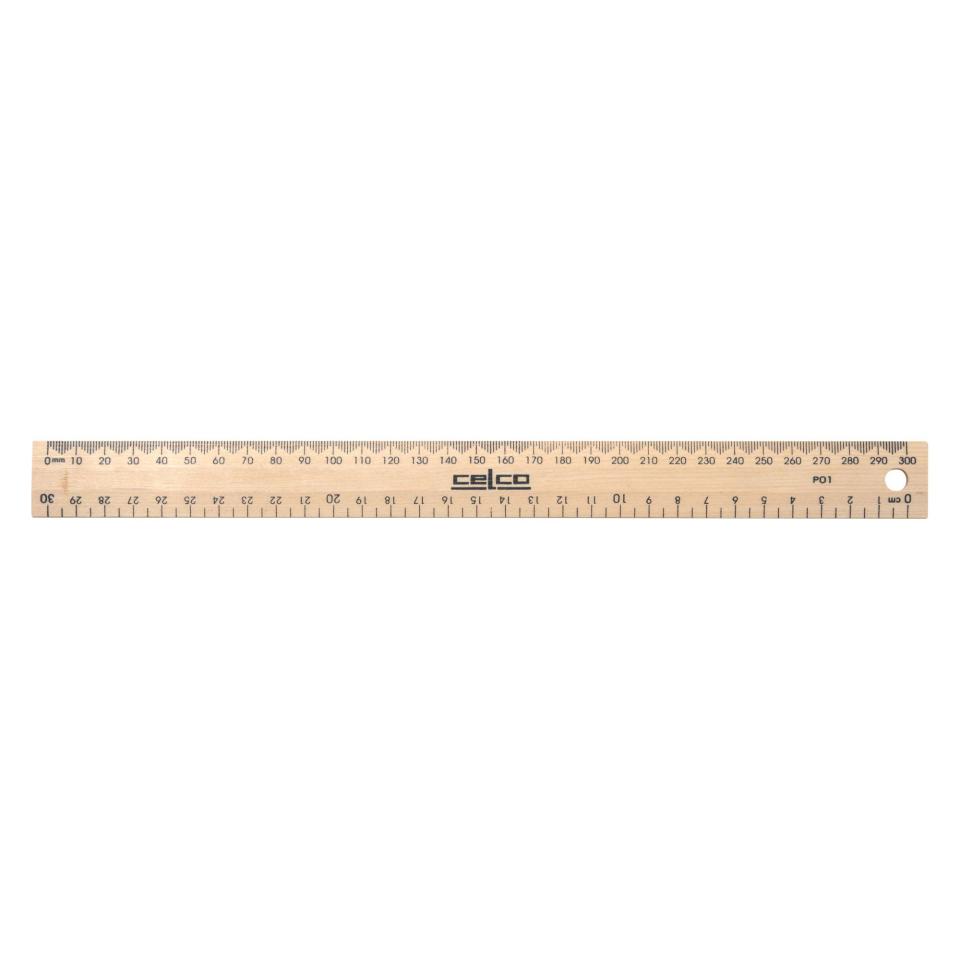 Celco 0331910 Wooden Ruler Metric Drilled Hole 30cm
