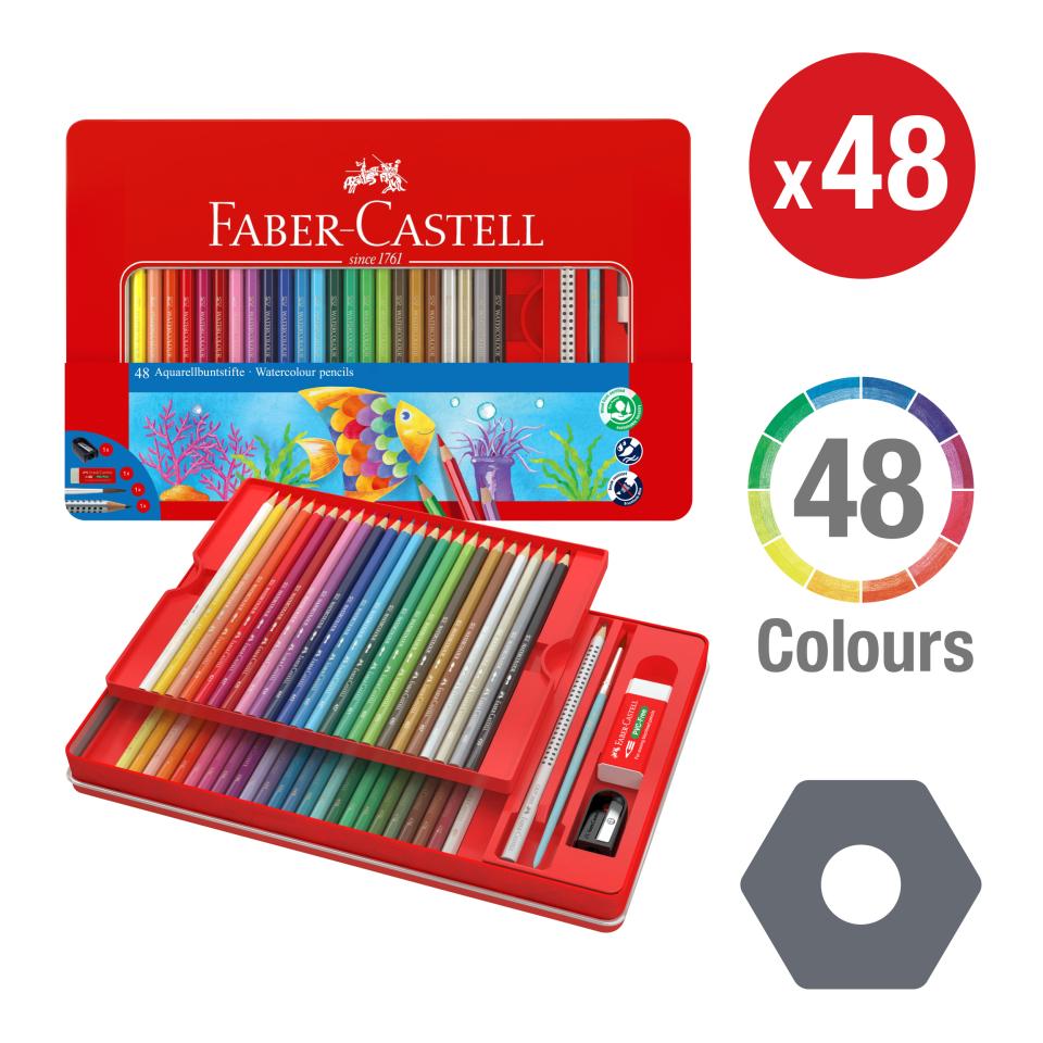 Faber-castell Watercolour Pencils Assorted - Tin of 48 | Winc