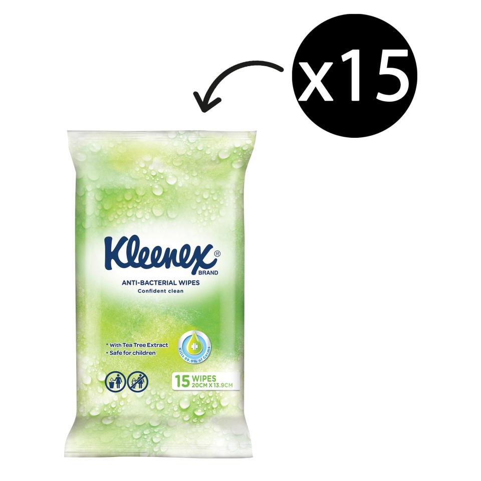 Kleenex Antibacterial Wet Wipes Pack 15