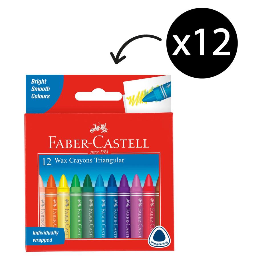 Faber Castell 21-120093 Triangular Coloured Crayon Pack 12