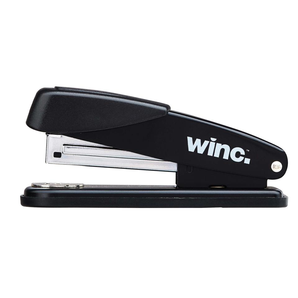 Winc Metal Desktop Stapler Half Strip Frontload Black