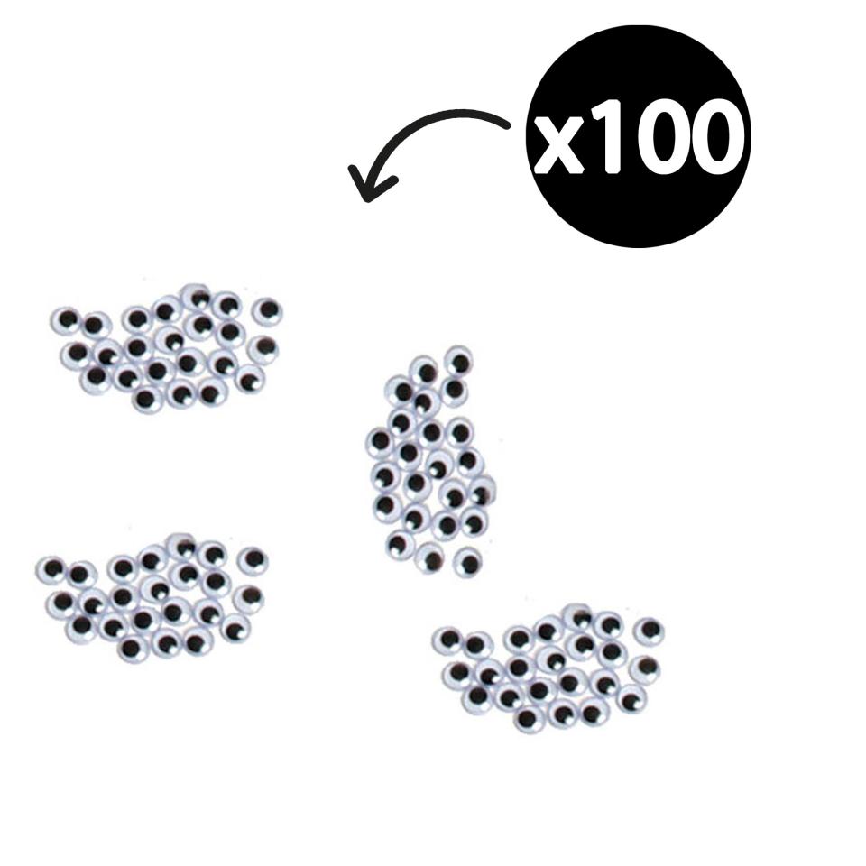 Jasart Joggle Eyes 10mm Round Pack 100
