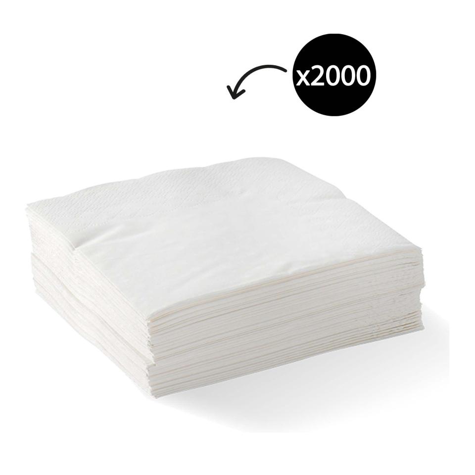 Biopak Bionapkin 2 Ply 1/4 Fold Cocktail Napkin 240x240mm White Carton 2000