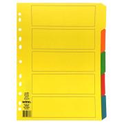 Winc Manilla Dividers A4 Assorted Colours Set of 5 Tabs