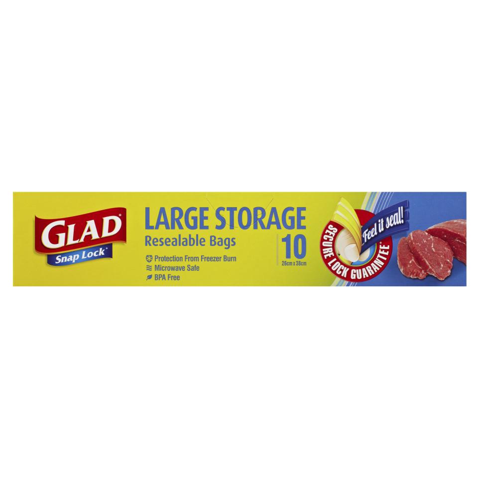 Glad FSSL10/12C Snap Lock Reusable Bag Large Pack 10