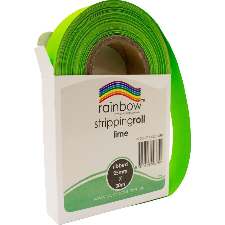 Rainbow Stripping Streamer Roll 25mmx30mm Lime