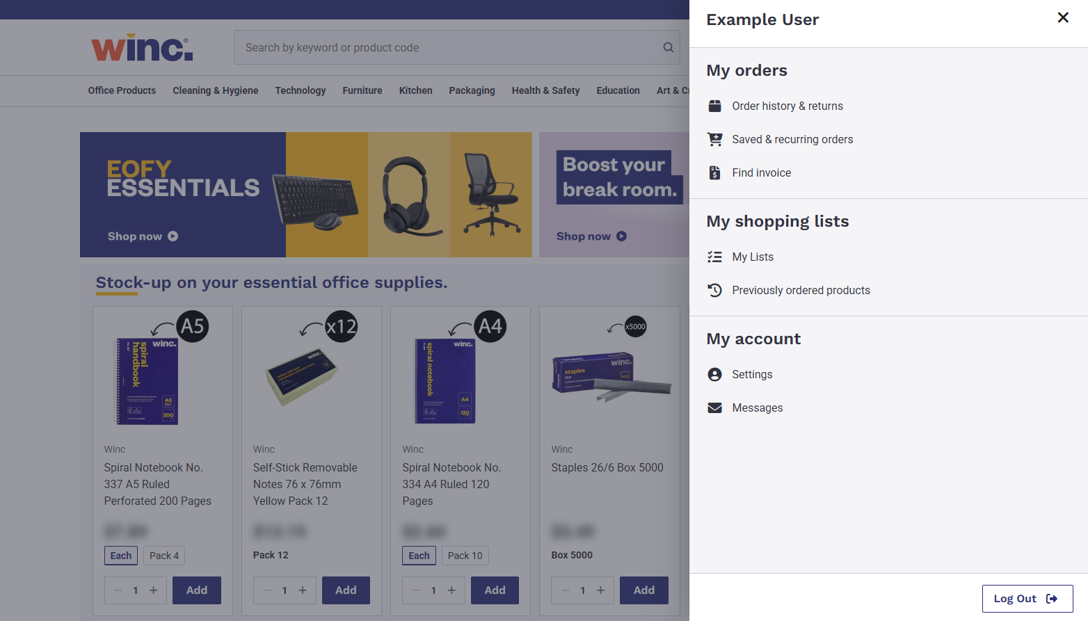 Improved website header and account menu.
